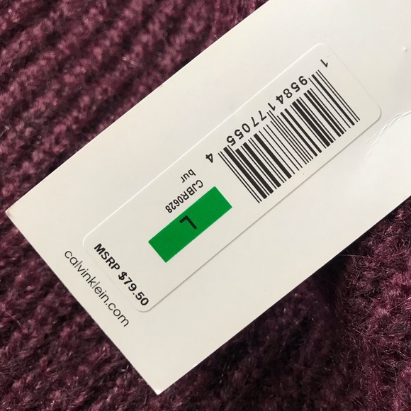 New! CALVIN KLEIN Half Zip Crop Sweater Burgundy Size L - Picture 8 of 8